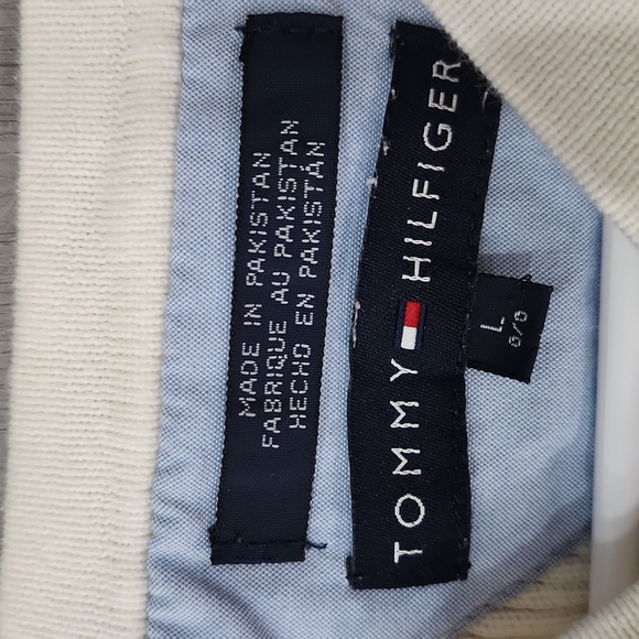 Men's Tommy Hilfiger V Neck Sweater,  Large, Off White - Picture 2 of 4